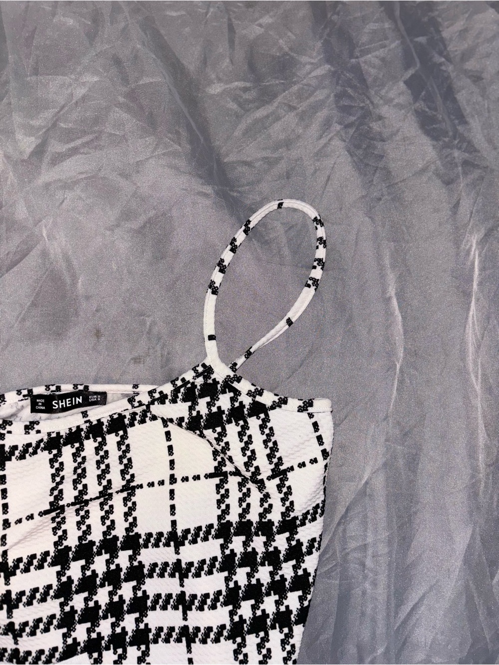 SHEIN Black & White Plaid Cami bodysuit